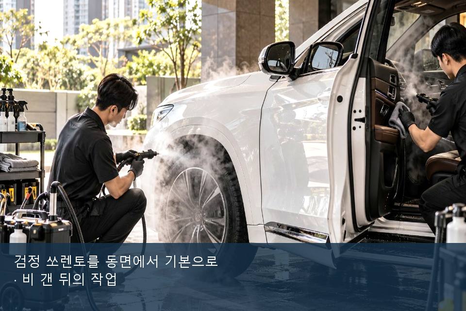 검정 쏘렌토를 동면에서 기본으로 · 비 갠 뒤의 작업